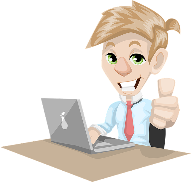 thumbs up laptop man